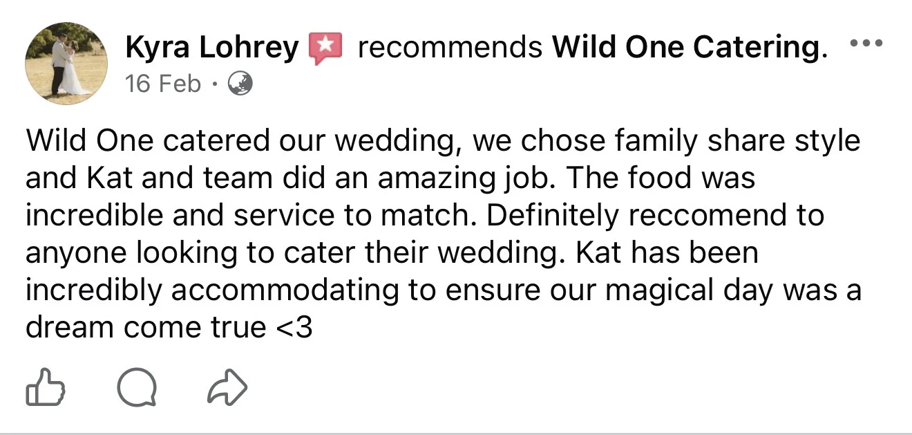 Wild One Catering recommended by Sonya Porter
