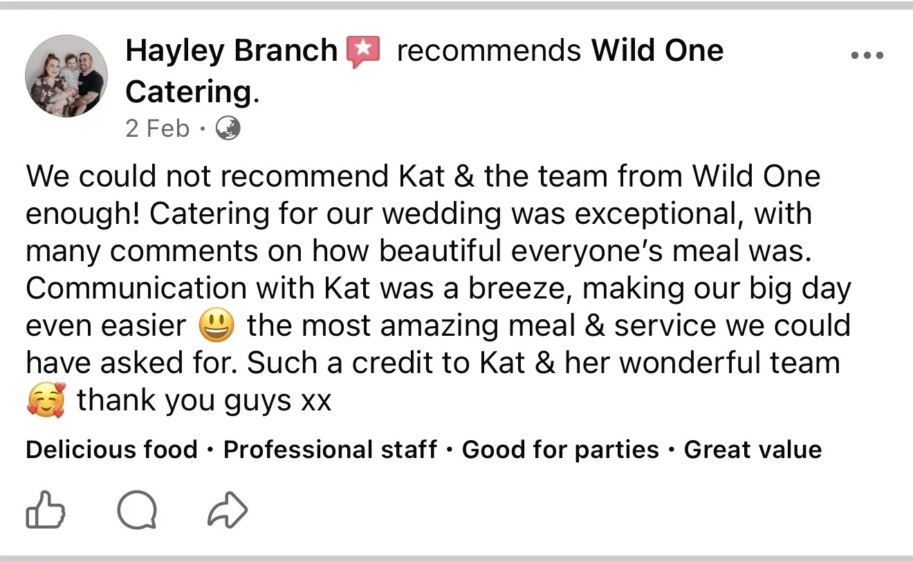 Wild One Catering recommended by Aliesha Mackay